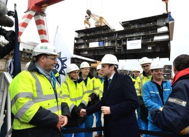 Emmanuel Macron a participé à la cérémonie des pièces du paquebot Meraviglia